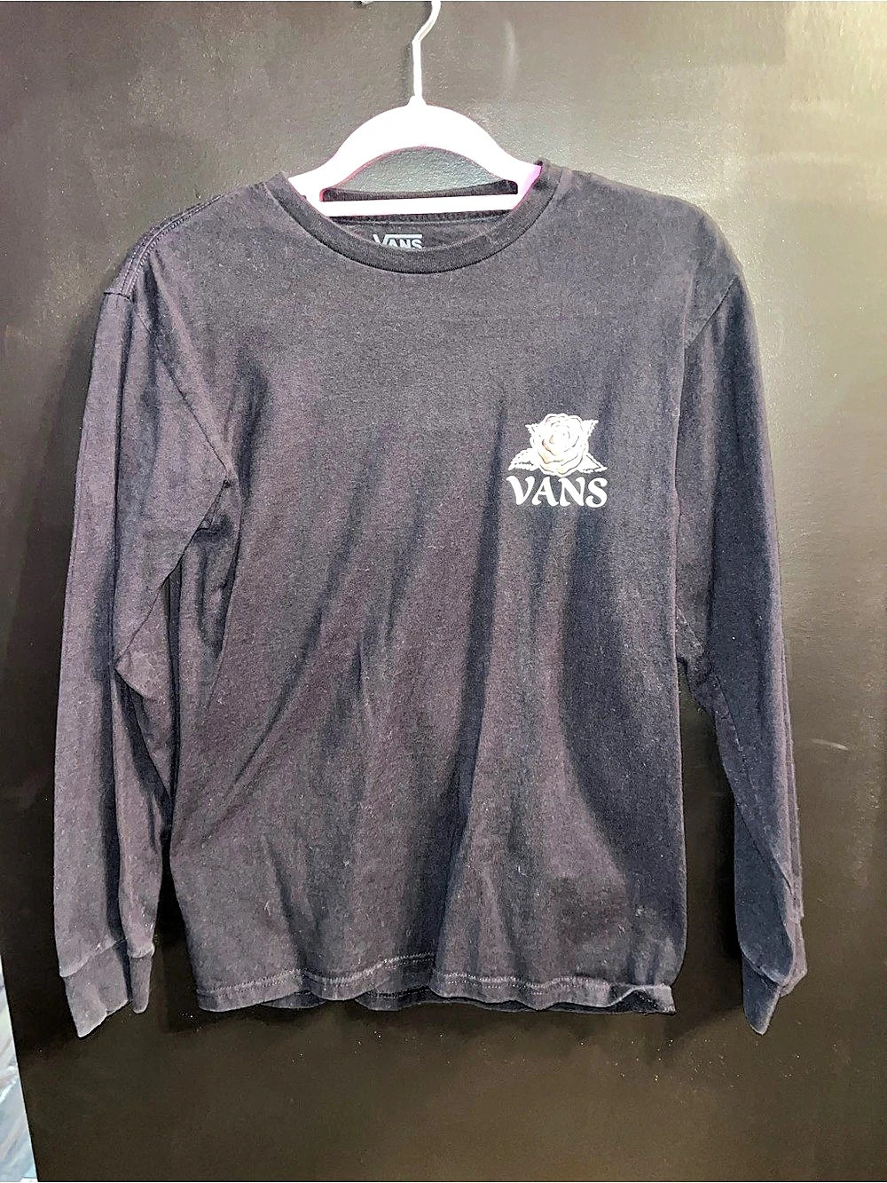 Vans Rose Graphic Long Sleeve T-Shirt Long Sleeve Graphic Tee in Black Size